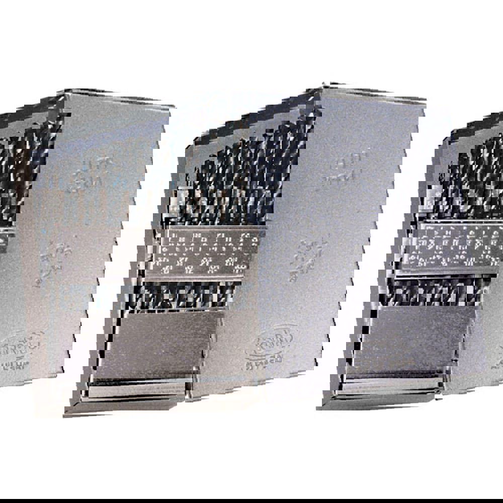 Drill Bit Set: Jobber Length Drill Bits, 21 Pc, 135 °, High Speed Steel